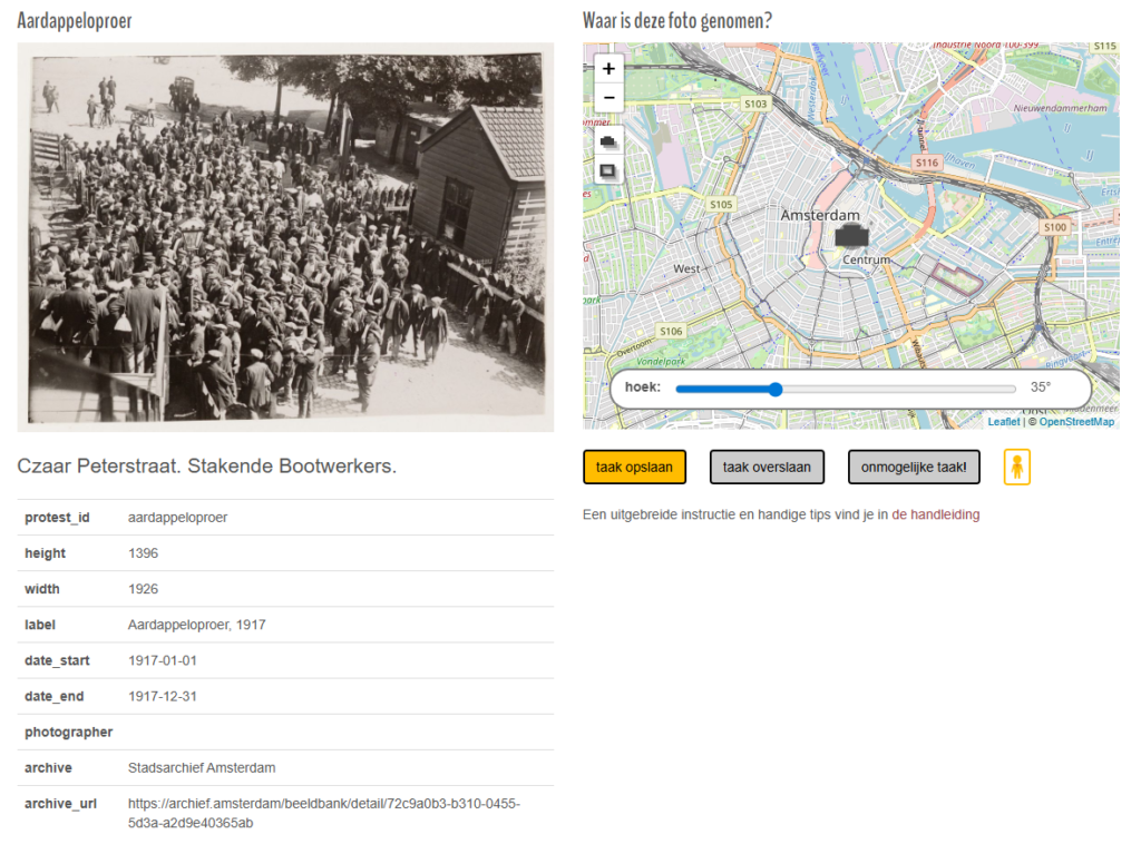 Voorbeeld van het protest in kaart project op de webiste van HetVolk