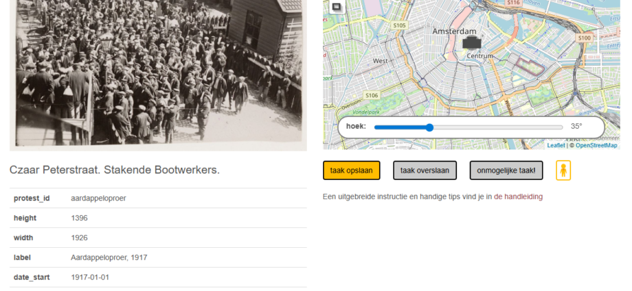 Voorbeeld van het protest in kaart project op de webiste van HetVolk