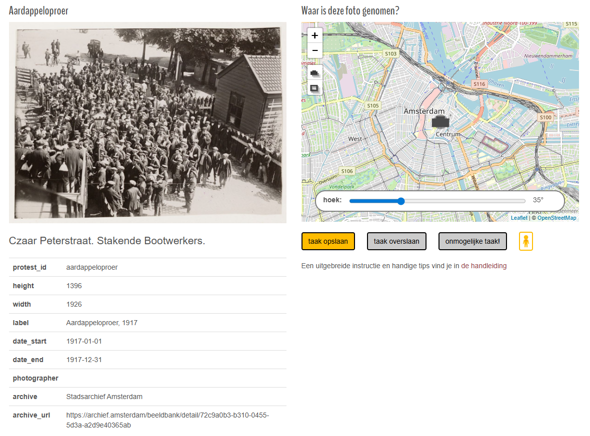 Voorbeeld van het protest in kaart project op de webiste van HetVolk